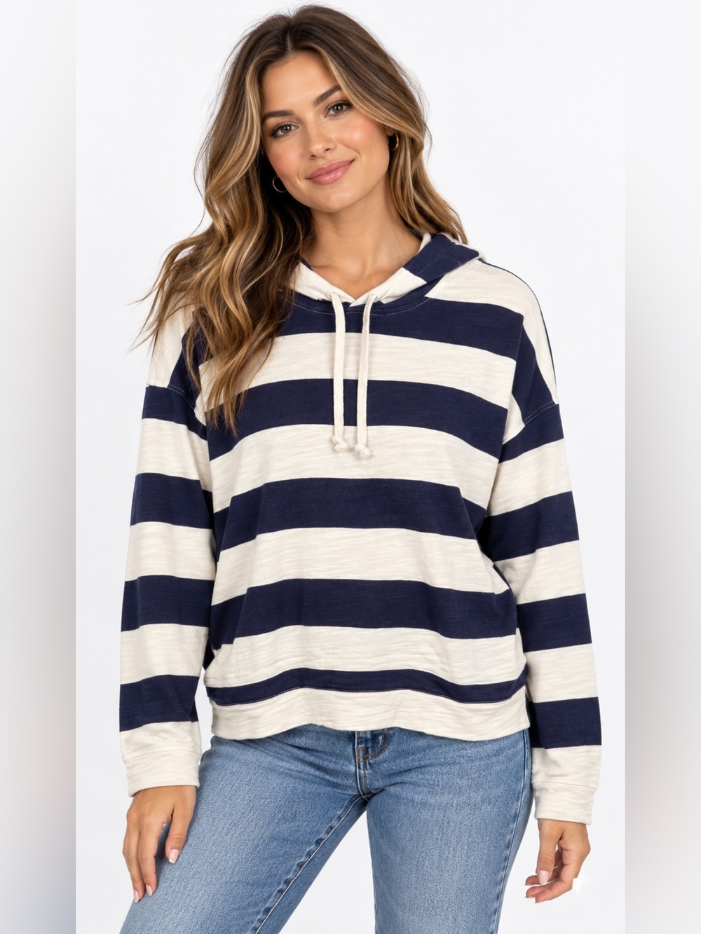 J.Crew Vintage Fleece Striped Hoodie – Women’s Large